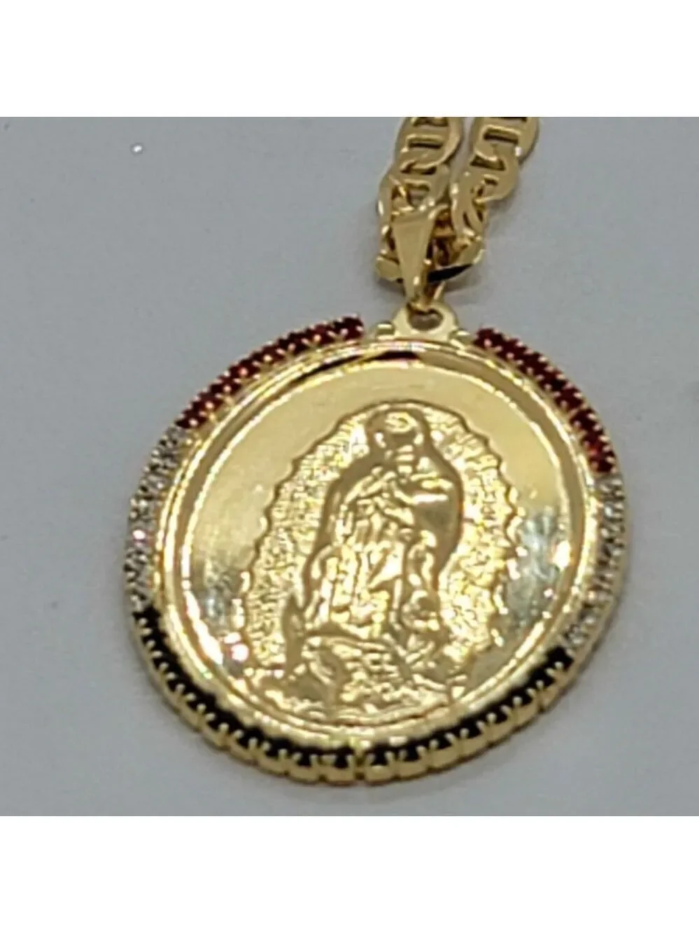 Stunning Brazilian 18k Gold-Filled Virgen De Guadalupe Pendant Necklace